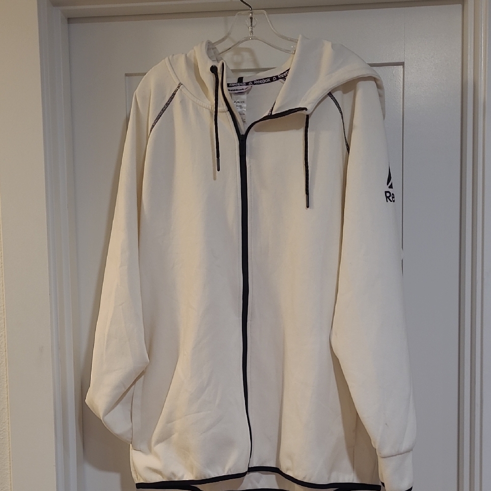 Reebok Men's White Zip-Up Hoodie